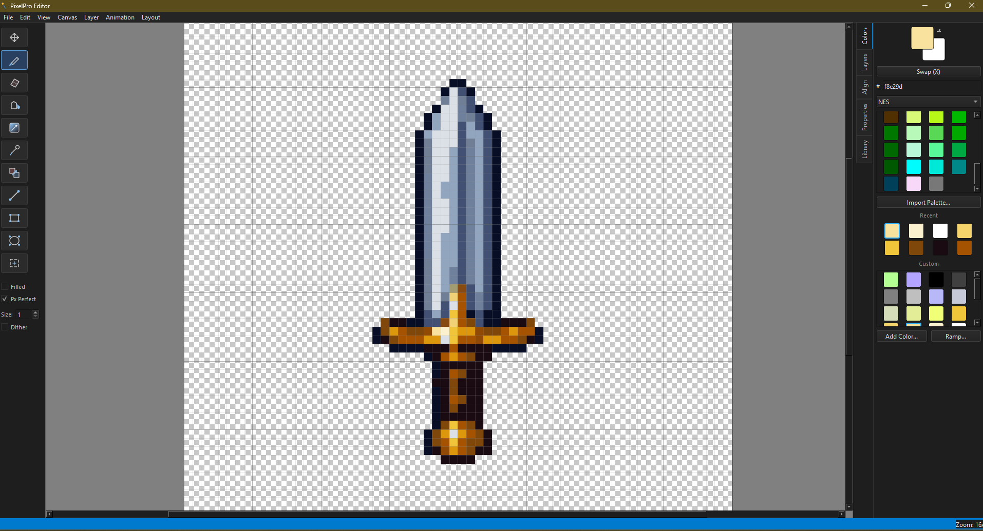 Painting a sword in pixel mode